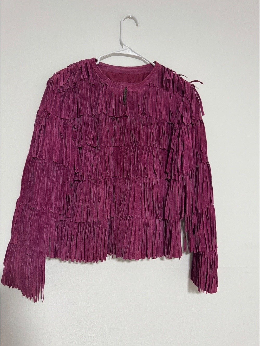 Prosper & Devine Fuchsia Suede Fringe Jacket Western Boho Cowgirl M - Picture 4 of 6